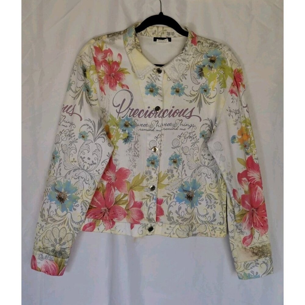 Vtg Impulse‎ California Button Down Jacket XL Fleur de Lis Lightweight Stretch